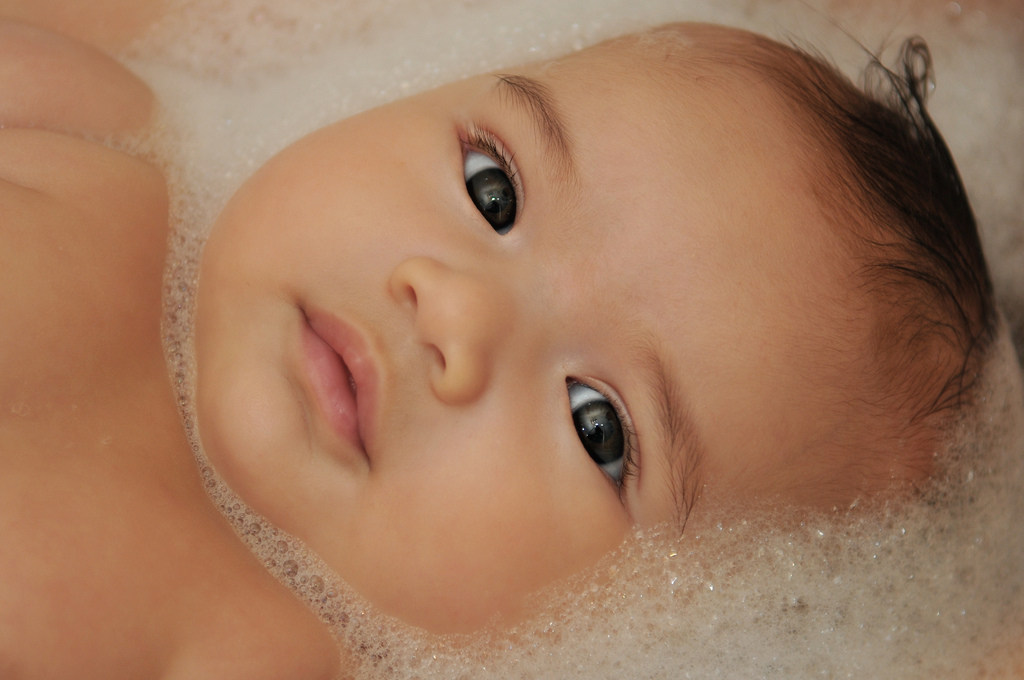 Baby in bubble bath